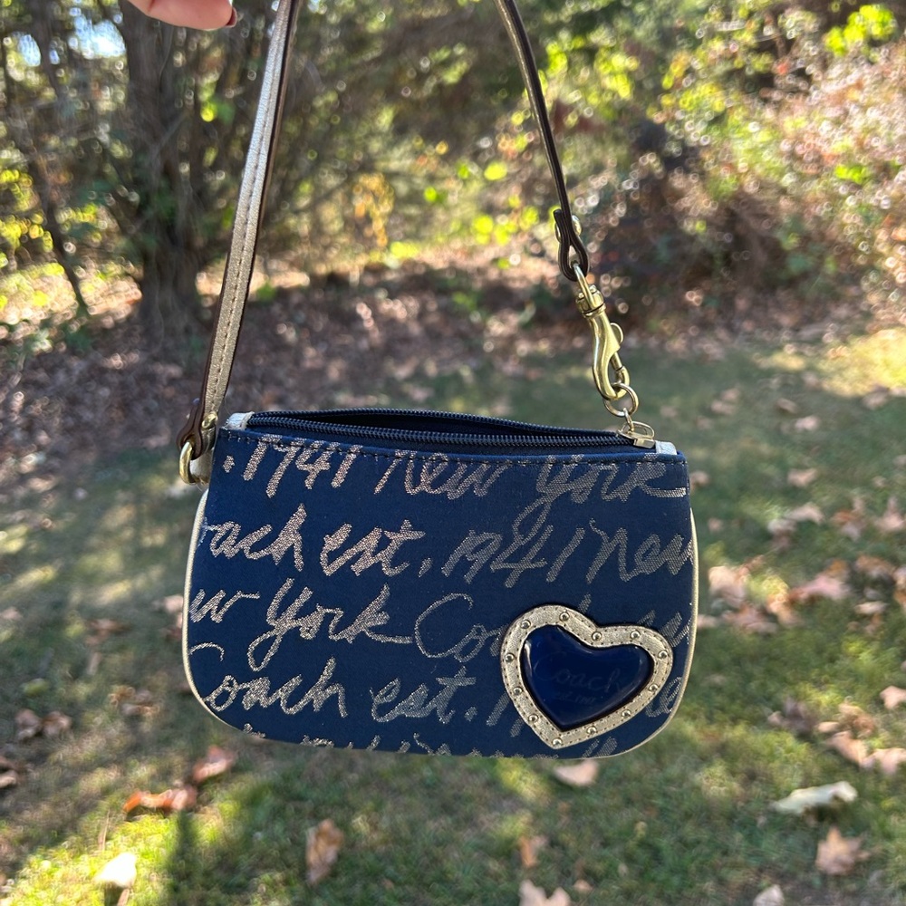 Coach Blue and Gold Women's wristlet